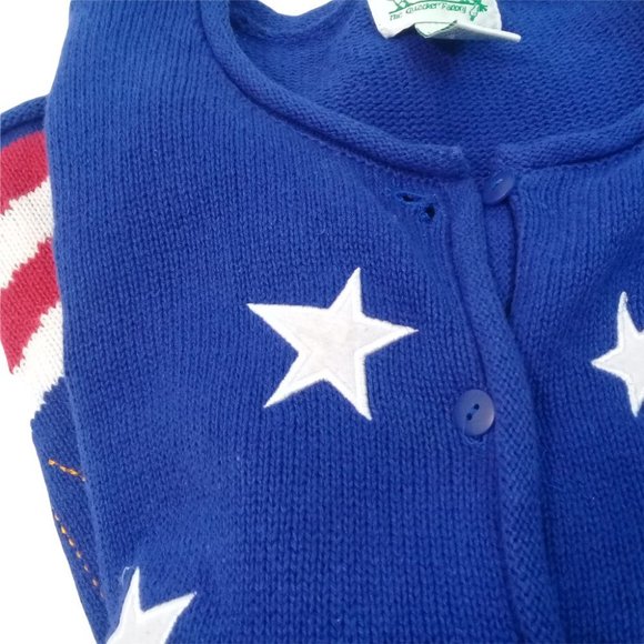 The Quacker Factory Women's M Blue Stars Stripes Flag Cardigan Sweater - Picture 7 of 7